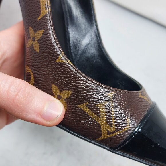 Louis Vuitton Brown Black Monogram Heel Shoe - Picture 9 of 13